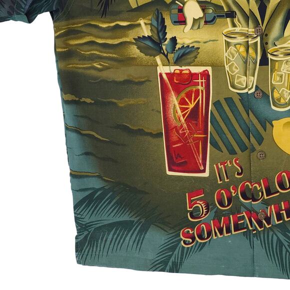 Big Dogs Shirt Mens Large Button Up Hawaiian 5 O'Clock Somewhere Cocktails - Picture 4 of 11